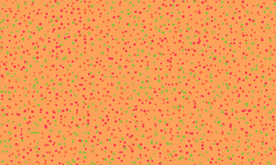 Vibrant abstract confetti pattern in warm orange, red, and green hues. Perfect for celebratory designs, textiles, or as a playful background. Evokes joy, energy, and festivity.