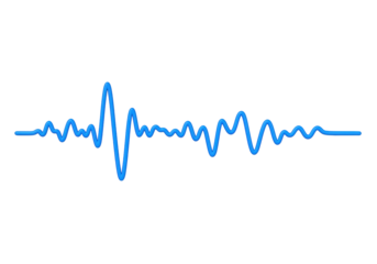 Isolated waveform illustration in vibrant blue, signal or heartbeat representation on the screen