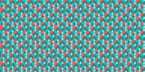 Vibrant teal and coral geometric pattern.  Seamless repeat design ideal for textile prints, website backgrounds, or modern branding.  This abstract texture evokes feelings of energy and connectivity.