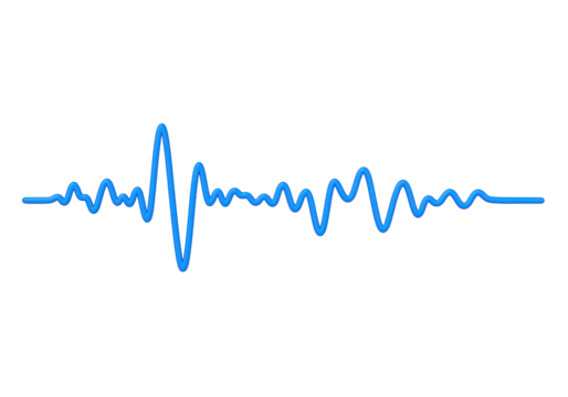 Isolated waveform illustration in vibrant blue, signal or heartbeat representation on the screen