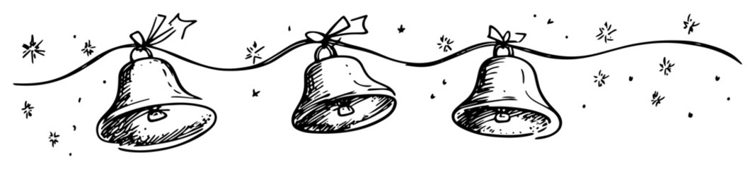 christmas jingle bells garland decoration sketch vector