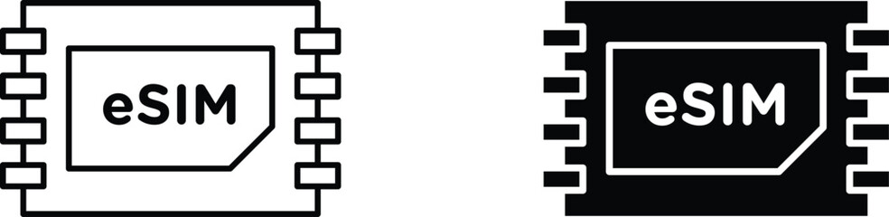 E sim  icon vector graphic illustration  with white background flat hand made icon fill icon .