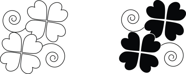 four clover leaf  icon vector graphic illustration  with white background flat hand made icon fill icon .