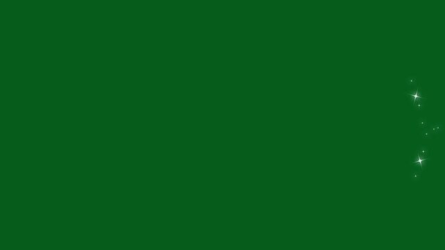 Fast line glitter motion, twinkling stars animation, white cartoon blinking stars, flat vector doodle sparkle, glowing light trails, 2D shining twinkle effect on green screen background. 4k video