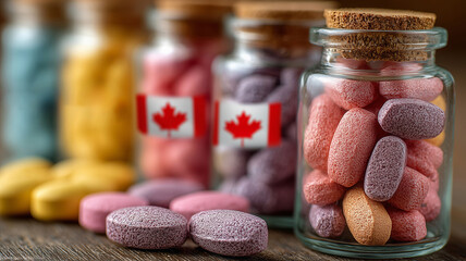 Exploring Canadian health solutions through vibrant vitamin jars