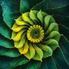 Fototapeta premium Abstract spiral leaves forming a geometric natural pattern