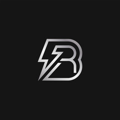 Silver Letter BR Lightning Bolt Logo