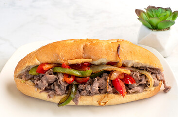 steak sub with onions and peppers