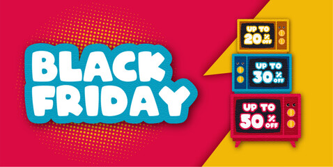 Black Friday sale banner with retro style