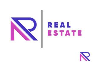 real estate illustration letter R logo vector