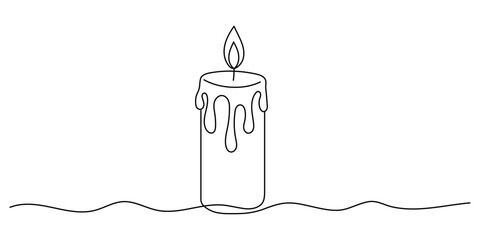 One line continuous candle Editable stroke
