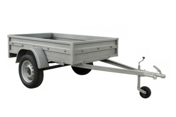 Utility trailer for cargo transport, haulage, moving and delivery services, with a transparent background