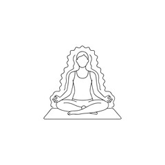 Meditating figure with flowing hair and intricate headdress
