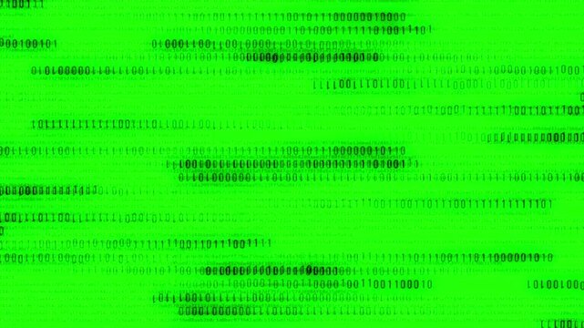 green screen (chroma key) high tech binary data information abstract background, loop animation for programming, computer coding, error concept	
