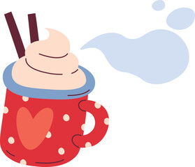 Hot chocolate with whipped cream and sticks