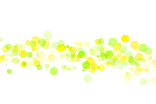 Abstract Bright Green and Yellow Shapes with Transparent Circles on White Background graphic