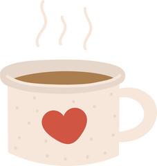 Steaming coffee mug with heart design