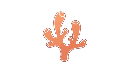 Stylized Orange Coral Reef Illustration with Detailed Outlines.