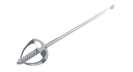 Elegant Silver Fencing Sword with Ornate Basket Hilt.