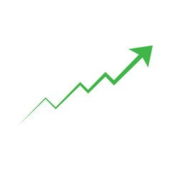 Dynamic Green Arrow Rising Graph Line - Financial Growth Chart Symbol for Success, Stock Market Increase, and Business Progress