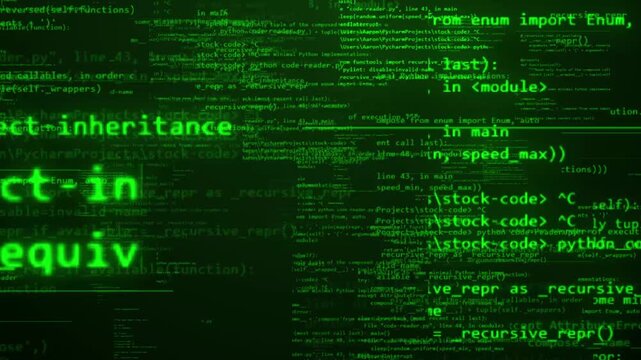 digital futuristic computer coding moving on black background, high technology internet data information transfer concept	