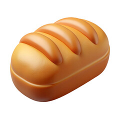 Realistic 3D Bread Loaf on White Background, Fresh Bakery Food, Detailed Texture, Soft Crust and Slice Rendering