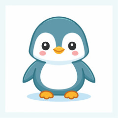 Cute cartoon baby penguin illustration with a sweet and friendly expression, perfect for children's designs and winter themes, an adorable Arctic bird graphic