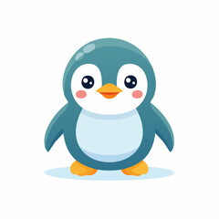 Adorable and cheerful cartoon baby penguin illustration standing with tiny wings, perfect for children's designs, winter themes, and educational materials