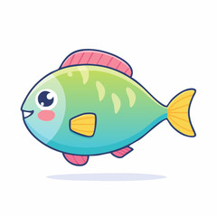 Whimsical Fish Illustration A Cute Aquatic Creature with Bright Colors