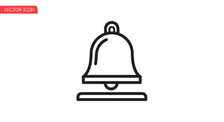 Simple Black Outline of a Classic Bell Icon.