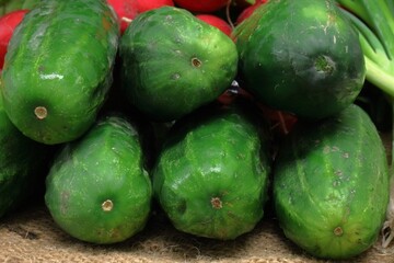 Fresh vegetables radish cucumber tomatoes