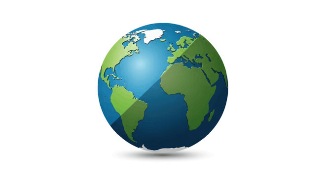 Globe Illustration Showing Continents and Oceans.