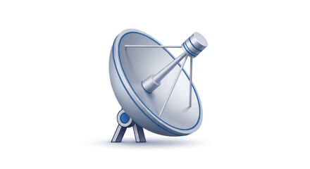 Silver Satellite Dish Antenna for Communication and Broadcasting.