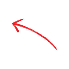 Hand-Drawn Red Chalk Arrow Pointing Up-Left Diagonal Sketch Icon Graphic Element