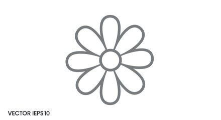 Simple outline drawing of a daisy flower with eight petals.