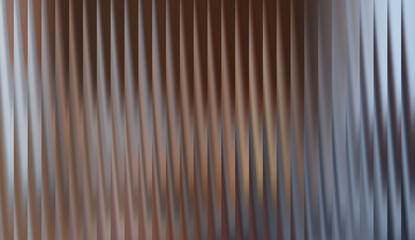 Abstract metallic texture with a vertical lines pattern and shiny surface, reflecting light in shades of bronze and silver.