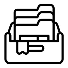 Box with old cases line icon, police force concept. Vector graphics. Document folders of evidence, trace sign on white background, style icon mobile or web design.