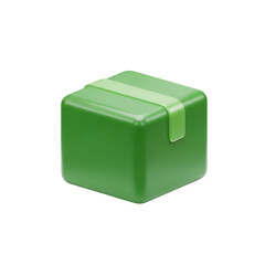 Fototapeta premium Green gift box with ribbon isolated on transparent background, 3d rendering