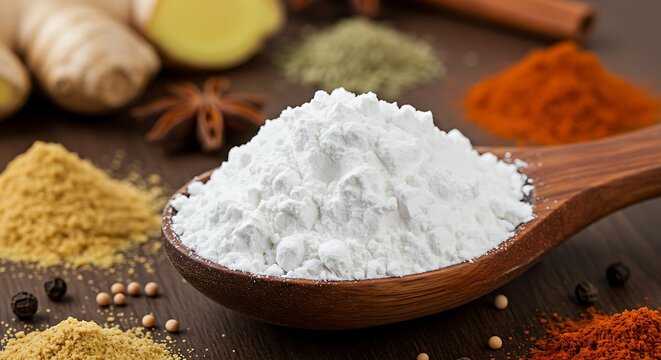 Aromatic culinary experience: variety of colorful spices create a rich background texture