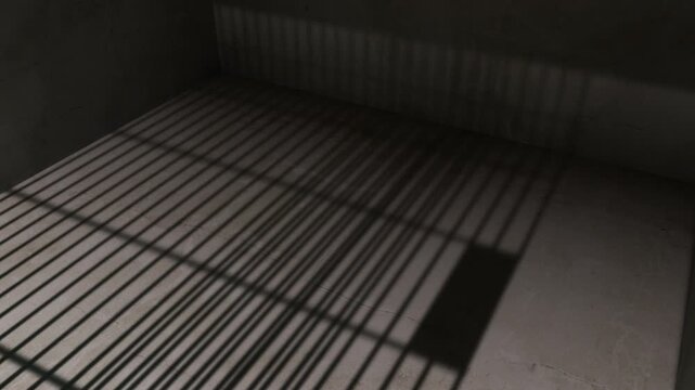 Animation of a jail door sliding to a close inside a dark cell