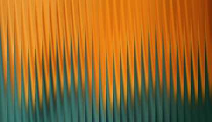 Abstract vertical lines in shades of orange and teal create a unique pattern. The image evokes a sense of depth and movement, with a modern and artistic feel
