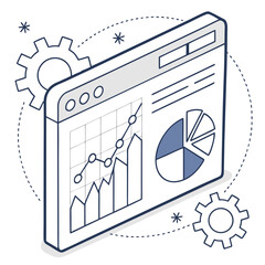 Data Insights: An illustrated representation of a data analysis dashboard, highlighting charts and graphs with a futuristic aesthetic, suggesting data-driven decision-making.