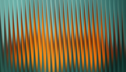 Abstract artwork with teal and orange vertical lines, creating a sense of depth and vibrancy