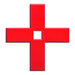 Obraz premium Glossy Crimson Cross with Transparent Background, 3D Realism Design Element