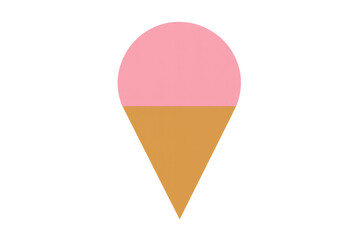 Ice cream cone with pink scoop, simple graphic design icon for sweet treats and summer concepts