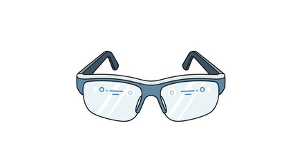 Stylish Blue-Framed Eyeglasses with Clear Lenses Isolated.