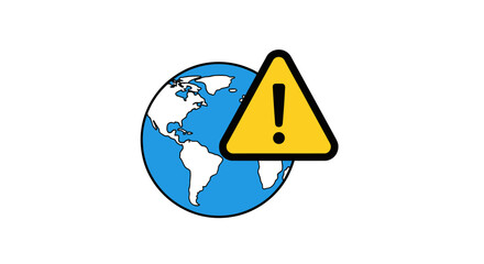 Global Warning Sign Icon Representing Internet or Earth Alert.