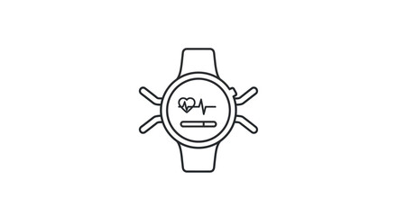 Outlined Smartwatch Displaying Heart Rate and Activity Tracking.