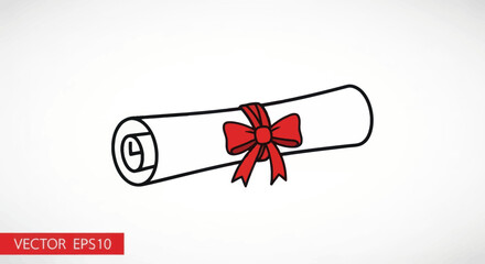 Rolled Diploma Scroll Tied with a Red Ribbon.