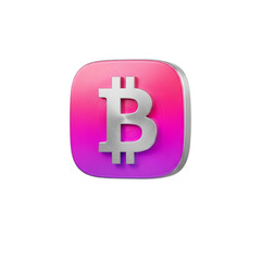 Obraz premium 3d render of a bitcoin button with rounded edges isolated on transparent background